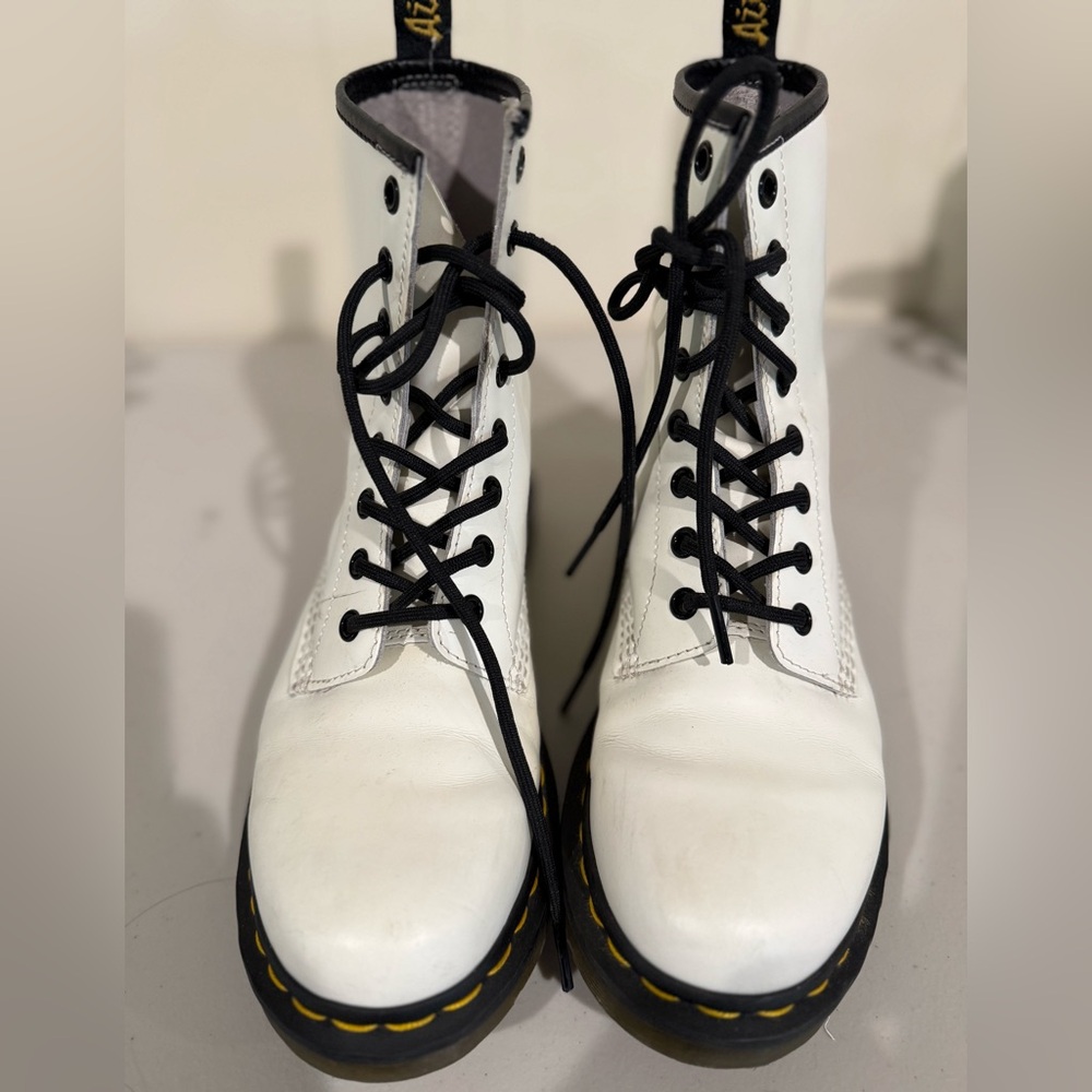 Dr. Martens White Leather Combat Boots